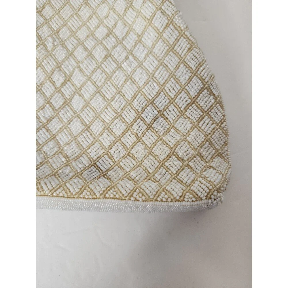vintage white beaded clutch purse